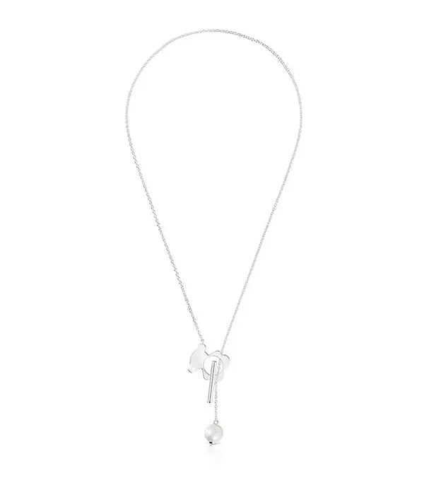 שרשרת כסף עם תליון עיצוב מודרני ופנינה, תכשיט יוקרתי מבית CHOZEN