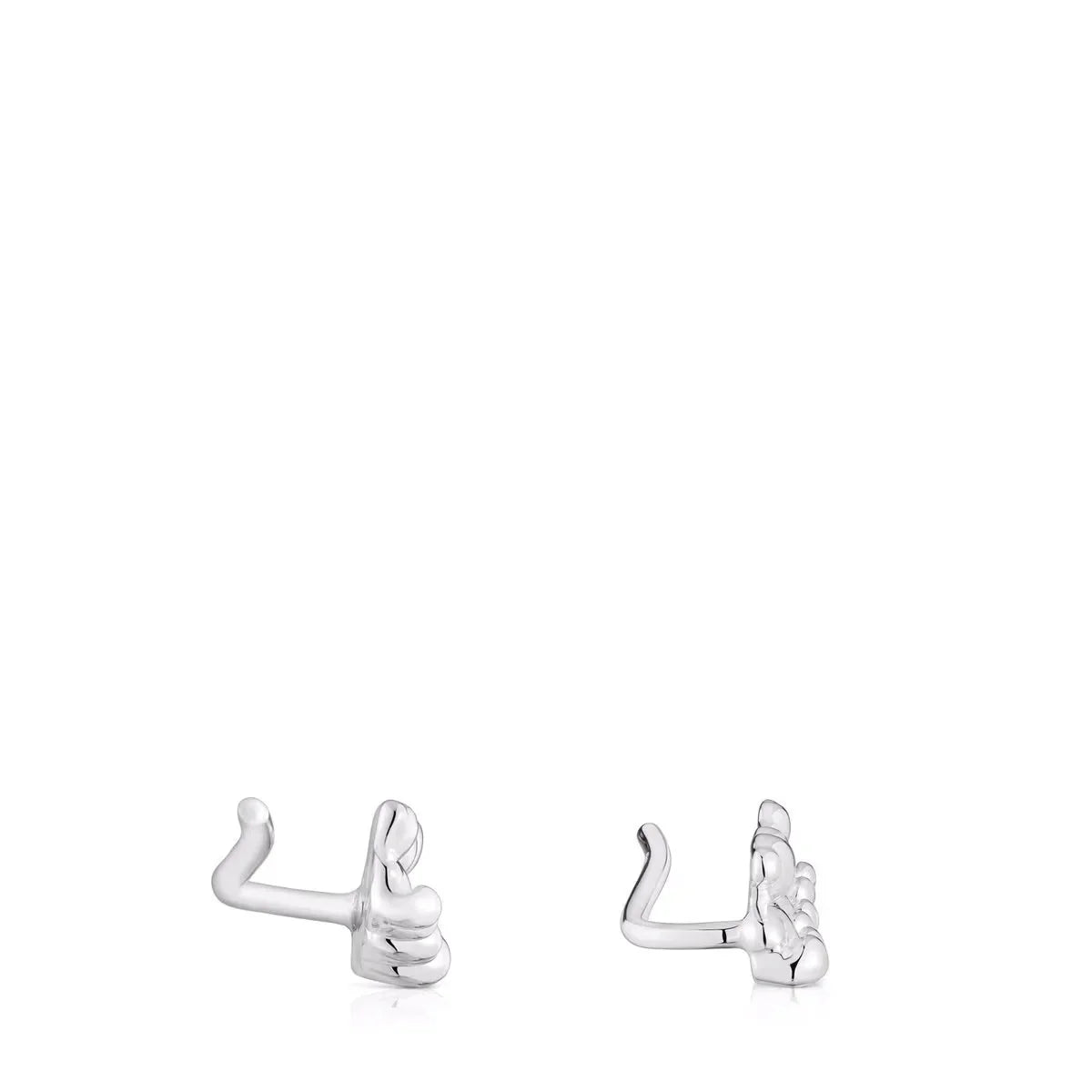 עגילי כסף בצורת אגודל מעלה מבית CHOZEN, עיצוב מודרני, רקע לבן