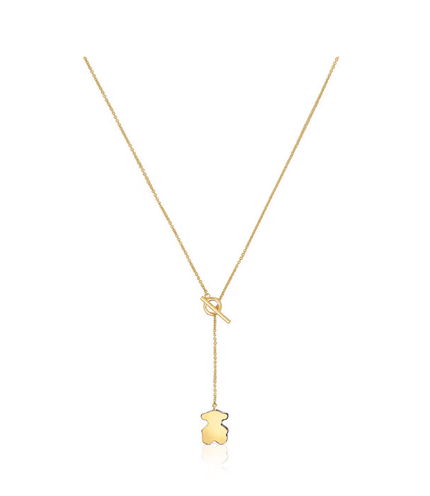 טואוס שרשרת דובי 1950 קצרה מזהב עם אבן אוניקס