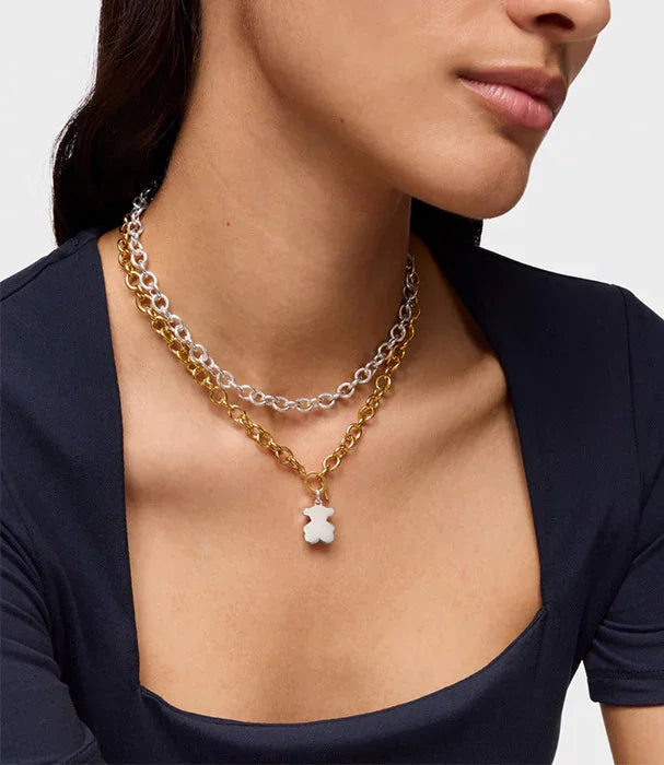 שרשרת גורמט דו-צבעית עם תליון דובון, אופנה יוקרתית, קבוצת אלפא CHOZEN