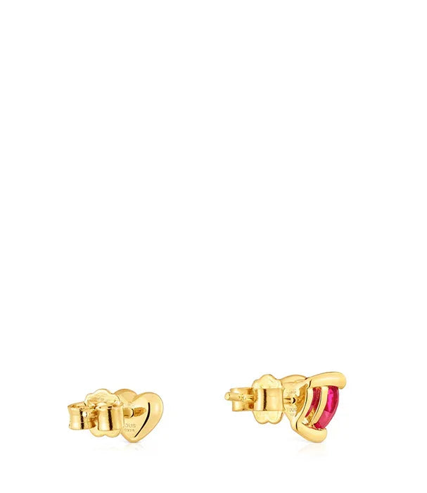 עגילי לב זהב משובצים אבן אדומה, תכשיט יוקרתי מחנות המותגים CHOZEN