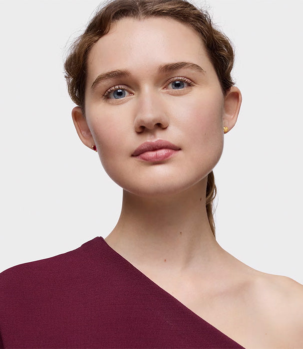 טואוס עגילי Garden of Love מכסף בציפוי זהב 18 קראט עם אבן אודם