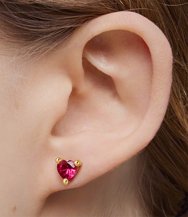 טואוס עגילי Garden of Love מכסף בציפוי זהב 18 קראט עם אבן אודם