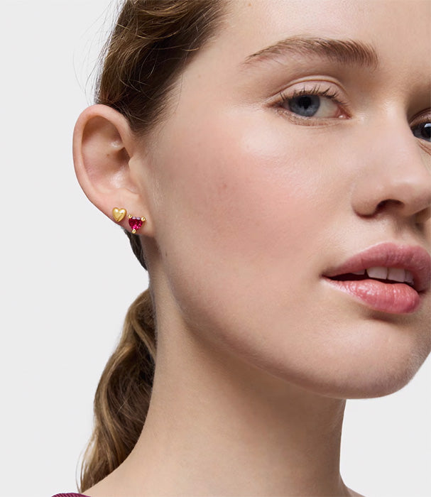 טואוס עגילי Garden of Love מכסף בציפוי זהב 18 קראט עם אבן אודם