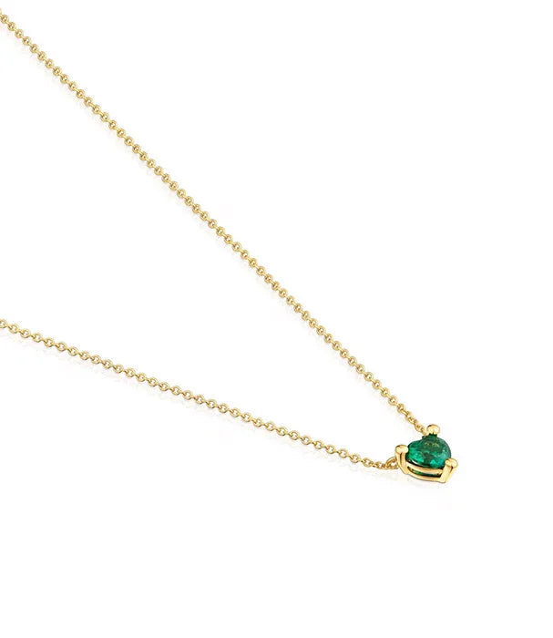 שרשרת זהב עדינה עם תליון אבן אמרלד ירוקה, עיצוב יוקרתי של CHOZEN