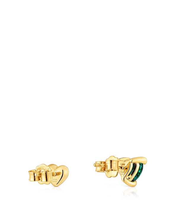 טואוס עגילי Garden of Love מכסף בציפוי זהב 18 קראט עם אבן אמרלד