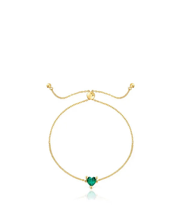 צמיד זהב עדין עם תליון לב ירוק, תכשיטים יוקרתיים CHOZEN