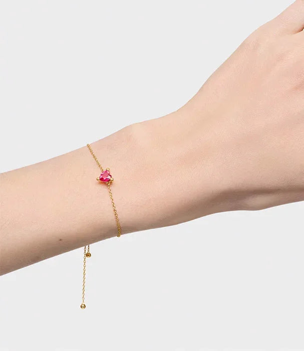 צמיד זהב דק עם תליון לב אדום, תכשיטי CHOZEN, אופנה יוקרתית מבית קבוצת אלפא