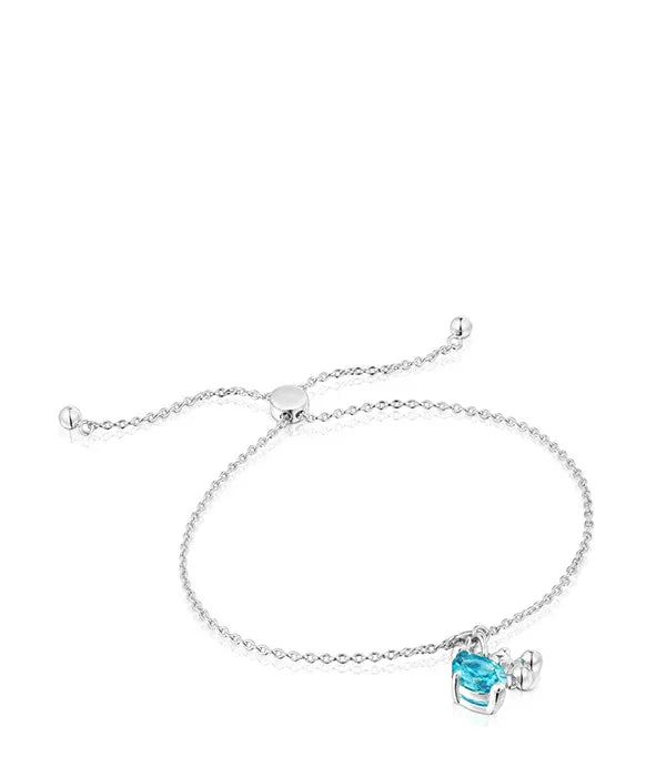 צמיד כסף עדין עם תליון אבן כחולה, תכשיטי CHOZEN מבית קבוצת אלפא