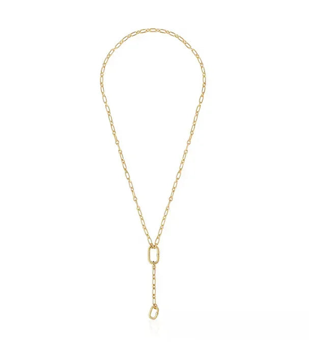 שרשרת זהב בעיצוב מודרני, חוליות בינוניות, מבית CHOZEN, צילום על רקע לבן