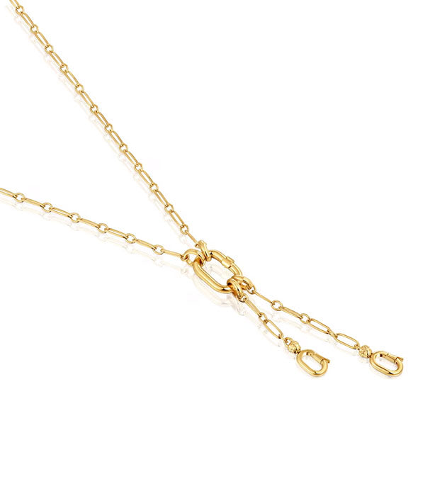 טואוס שרשרת Hold Oval ורמייל קצרה עם עיטור תליון כפול וטבעת