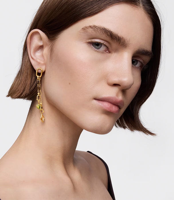 טואוס שרשרת Hold Oval ורמייל קצרה עם עיטור תליון כפול וטבעת