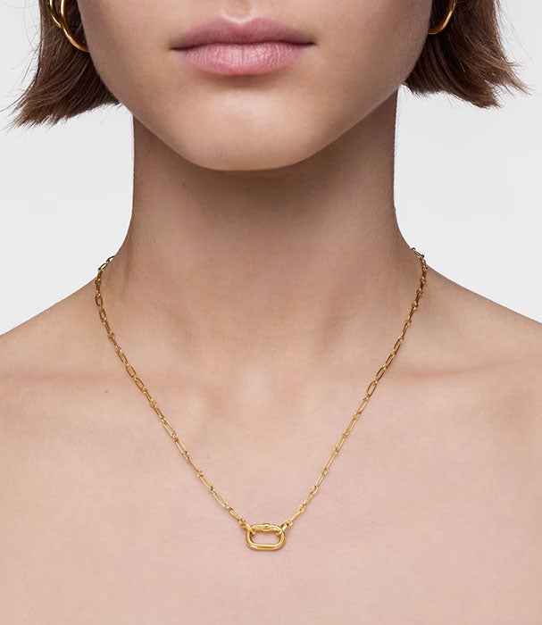 טואוס שרשרת Hold Oval ורמייל קצרה עם עיטור תליון כפול וטבעת