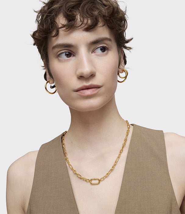 טואוס שרשרת Hold Oval ורמייל קצרה עם טבעת