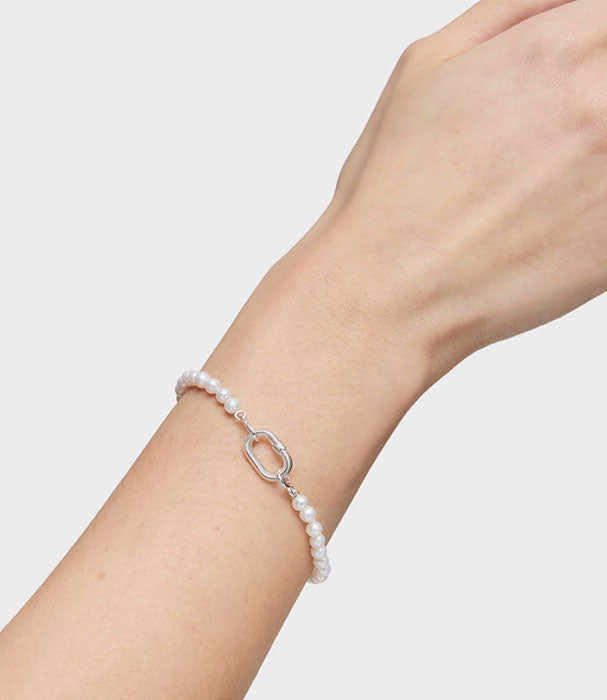 טואוס צמיד Hold Oval עם פנינים מתורבתות וסוגר טבעת כסף