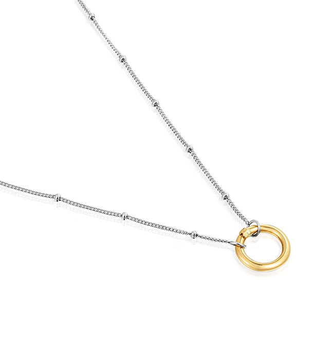 טואוס שרשרת Hold קצרה מפלדה עם טבעת זהב