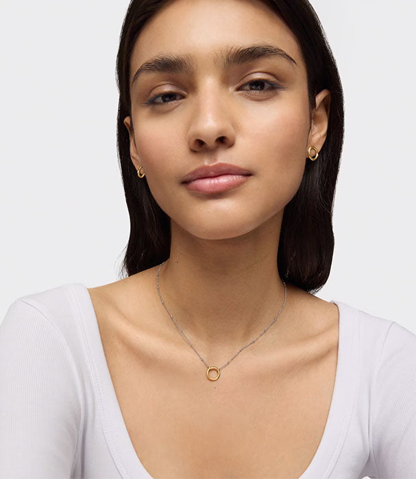 טואוס שרשרת Hold קצרה מפלדה עם טבעת זהב