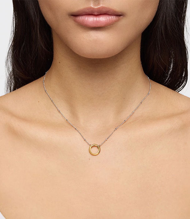 טואוס שרשרת Hold קצרה מפלדה עם טבעת זהב