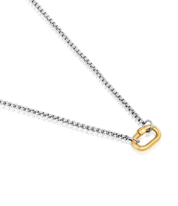 שרשרת כסף עם תליון אליפסה זהב, עיצוב יוקרתי, מבית CHOZEN