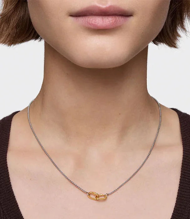 שרשרת כסף עם תליון חיבור זהוב, תכשיט אופנתי לנשים, CHOZEN, קבוצת אלפא