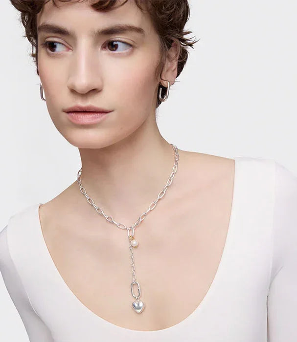 שרשרת כסף לנשים עם תליון לב ופנינה, אופנה יוקרתית ב-CHOZEN