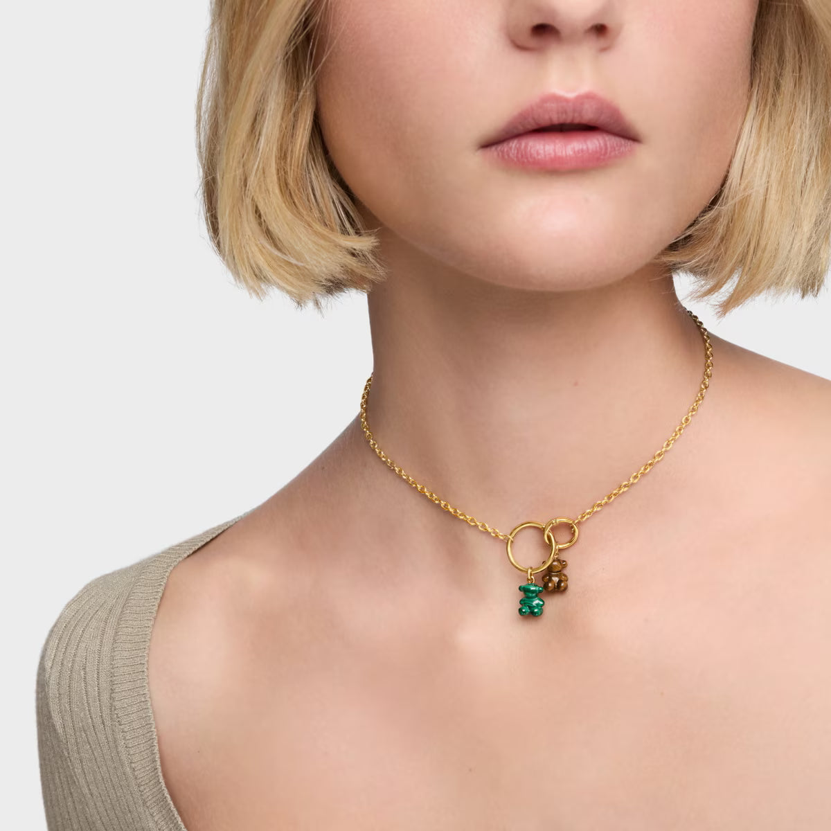 טואוס תליון דובי מאבן חן BOLD BEAR מזהב