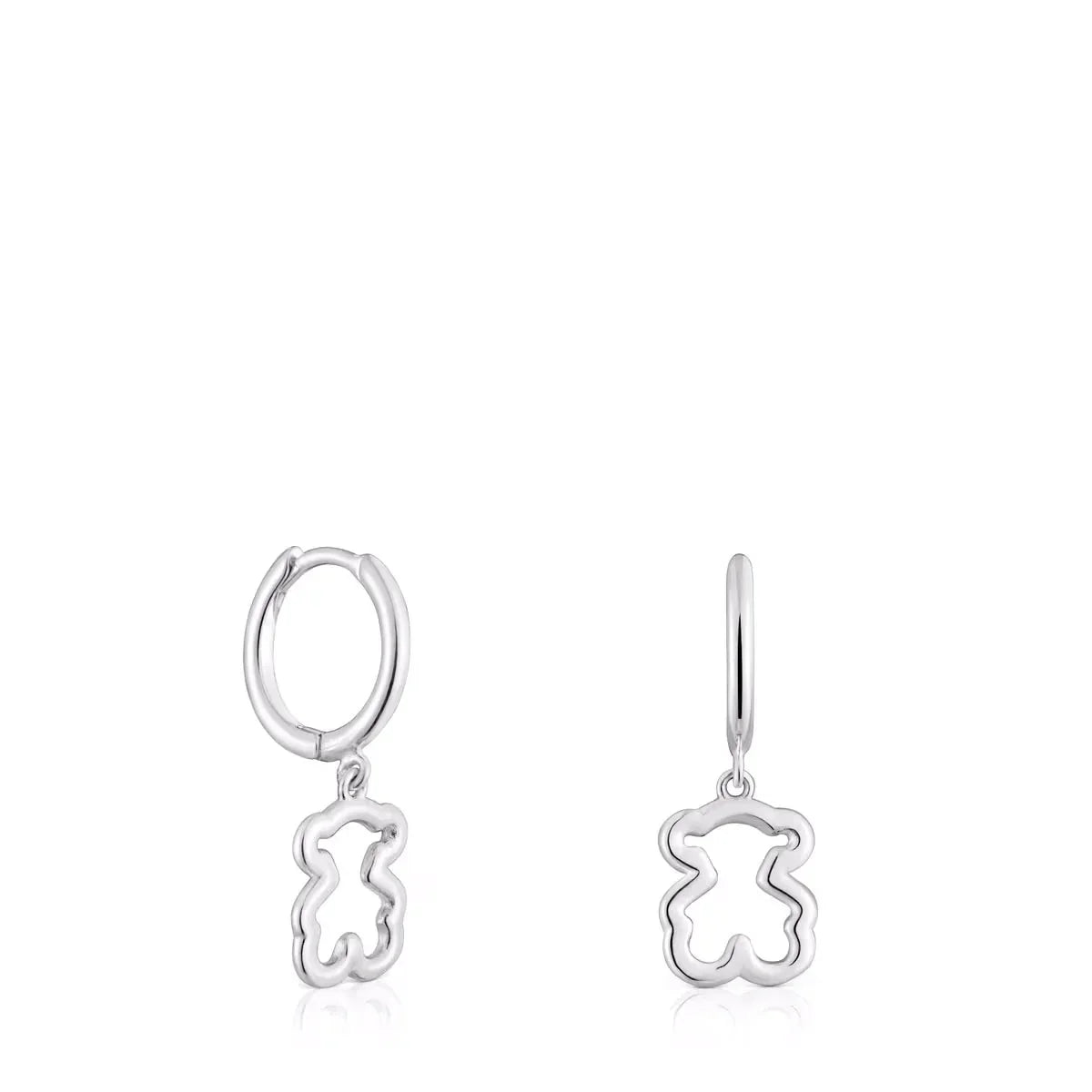 עגילי חישוק כסף עם תליון דובי חלול, עיצוב אופנתי מבית CHOZEN