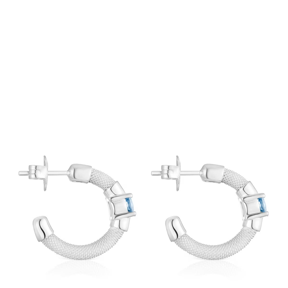 טואוס עגילי חישוק פתוחים בשילוב אבן חן MESH מכסף