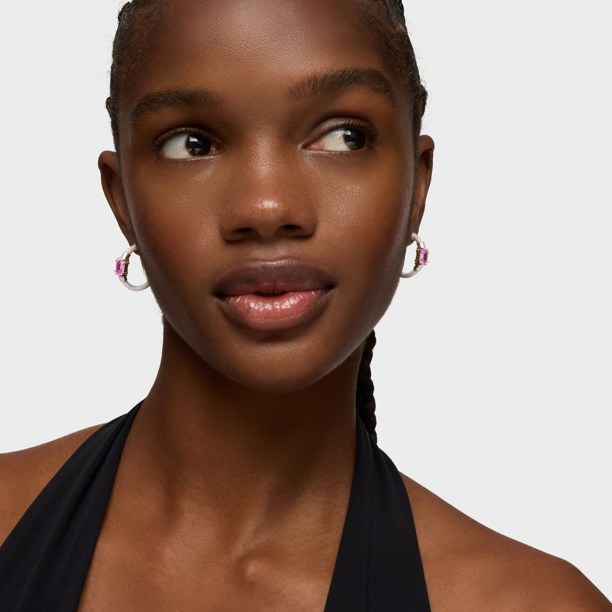 טואוס עגילי חישוק פתוחים בשילוב אבן חן MESH מכסף