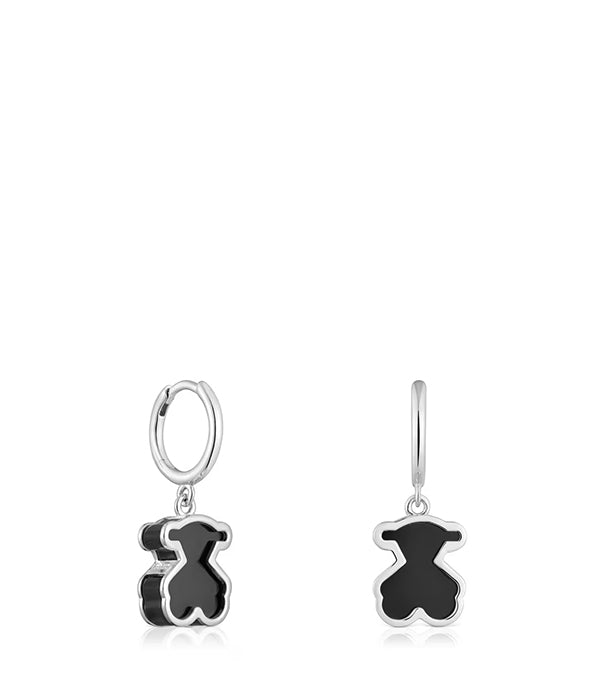 טואוס עגילי חישוק עם תליון דובי GALAXY מכסף