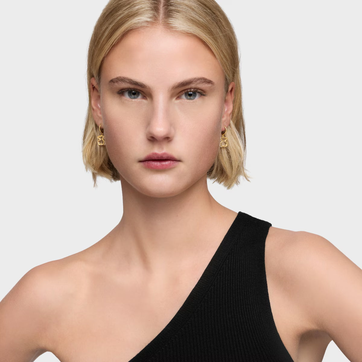 טואוס עגילי חישוק עם דובי GALAXY מכסף ועליו זהב 18 קראט