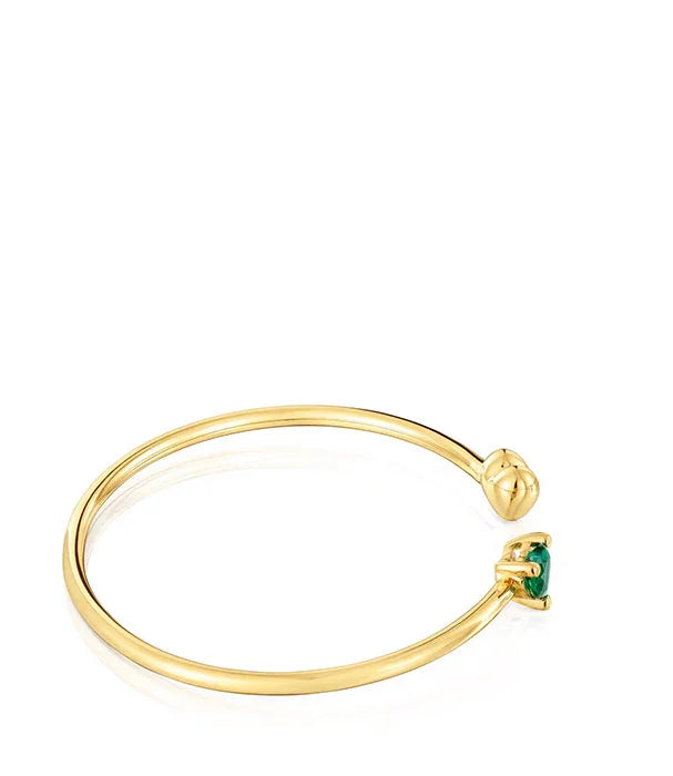 צמיד פתוח מזהב עם אבן ירוקה, עיצוב אלגנטי של CHOZEN, תכשיטים יוקרתיים