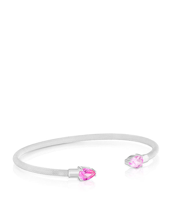 טואוס צמיד פתוח בשילוב אבן חן MESH מכסף