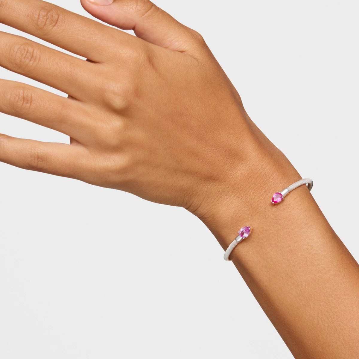 טואוס צמיד פתוח בשילוב אבן חן MESH מכסף