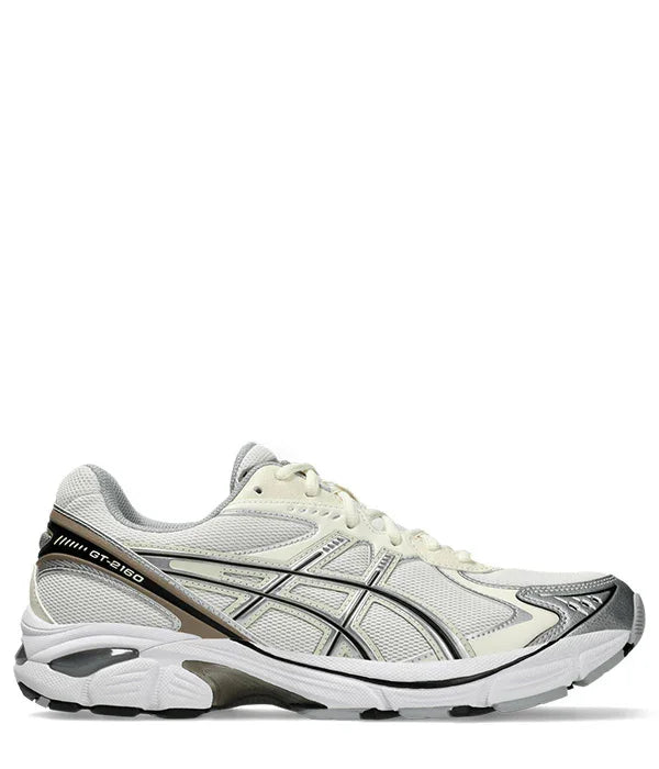 נעל ריצה אסיקס GT-2160 לבנה עם פסי כסף ושחור, בחנות המותגים CHOZEN