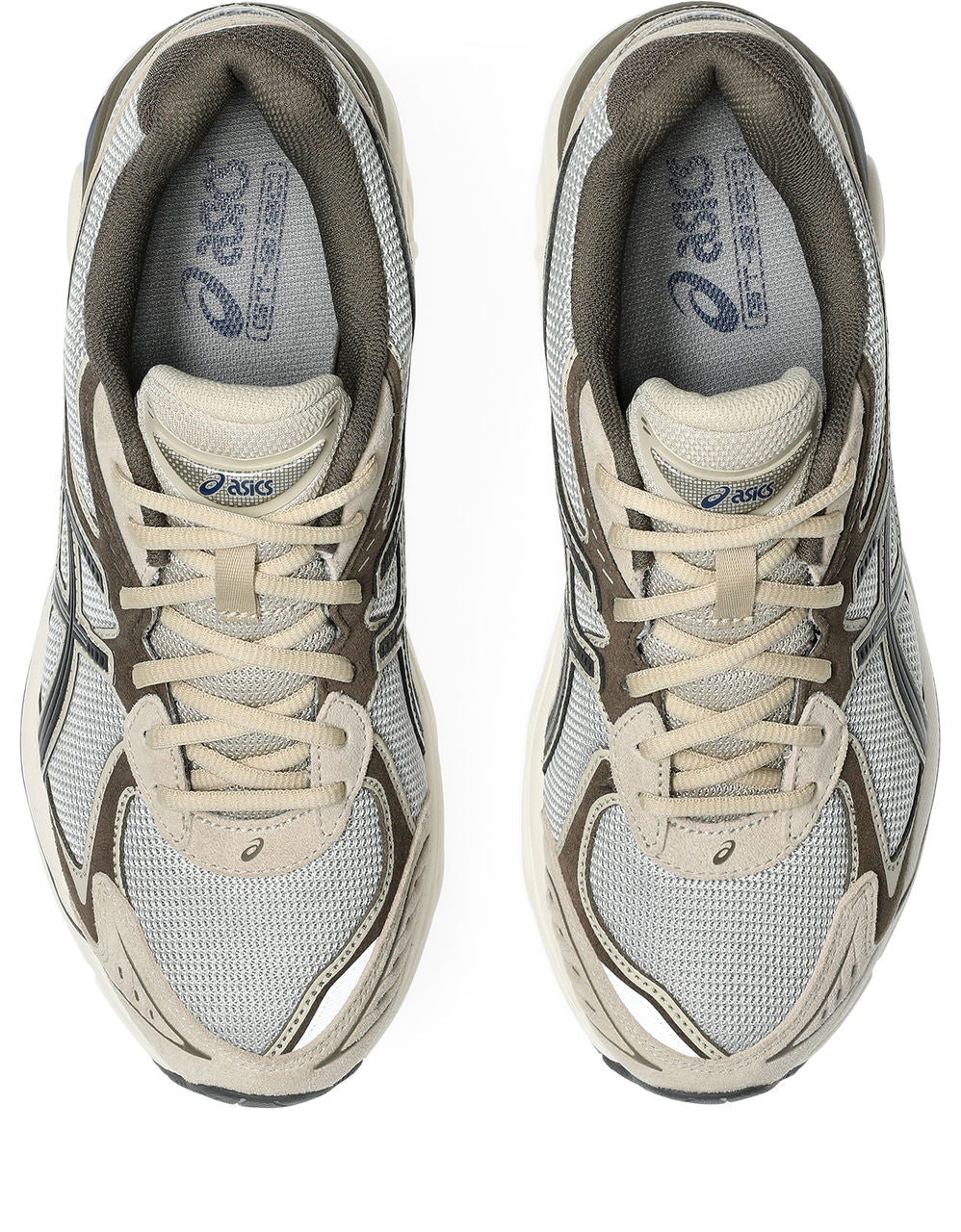 נעלי ספורט אסיקס בצבע בז' ואפור, מבט עליון, דגם לריצה או הליכה