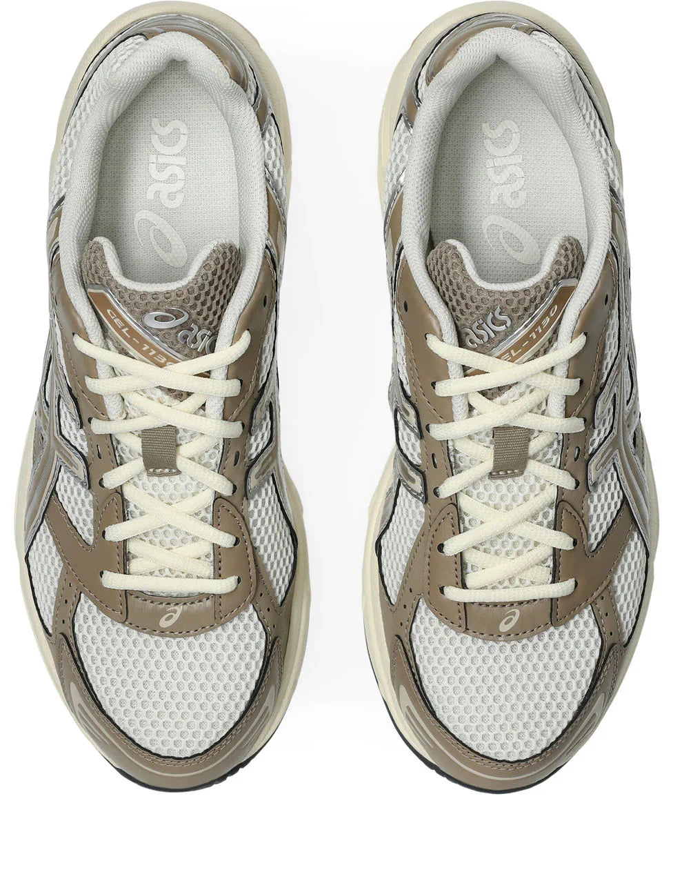 נעלי ספורט אסיקס בצבע בז' ולבן רשת עם לוגו, נעלי ריצה נוחות ואופנתיות לגברים