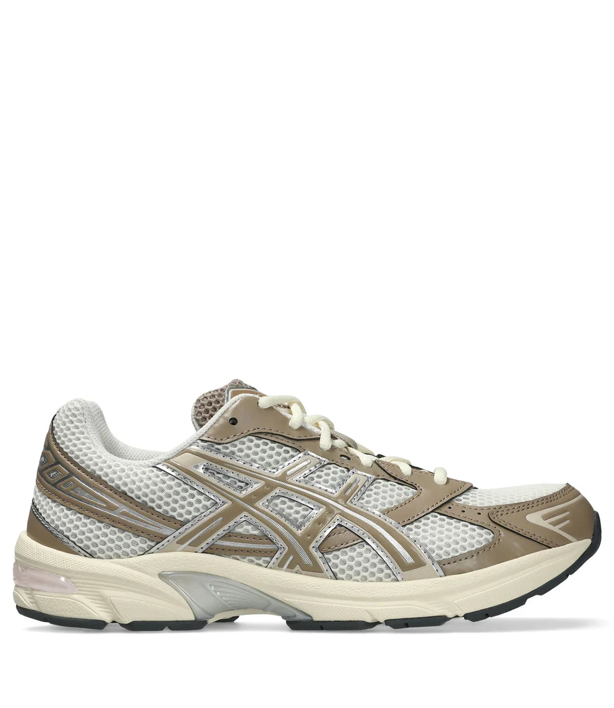 סניקרס ריצה גברים בצבע בז' ולבן עם רשת ונעליים גומי, נעל אופנתית ואוורירית