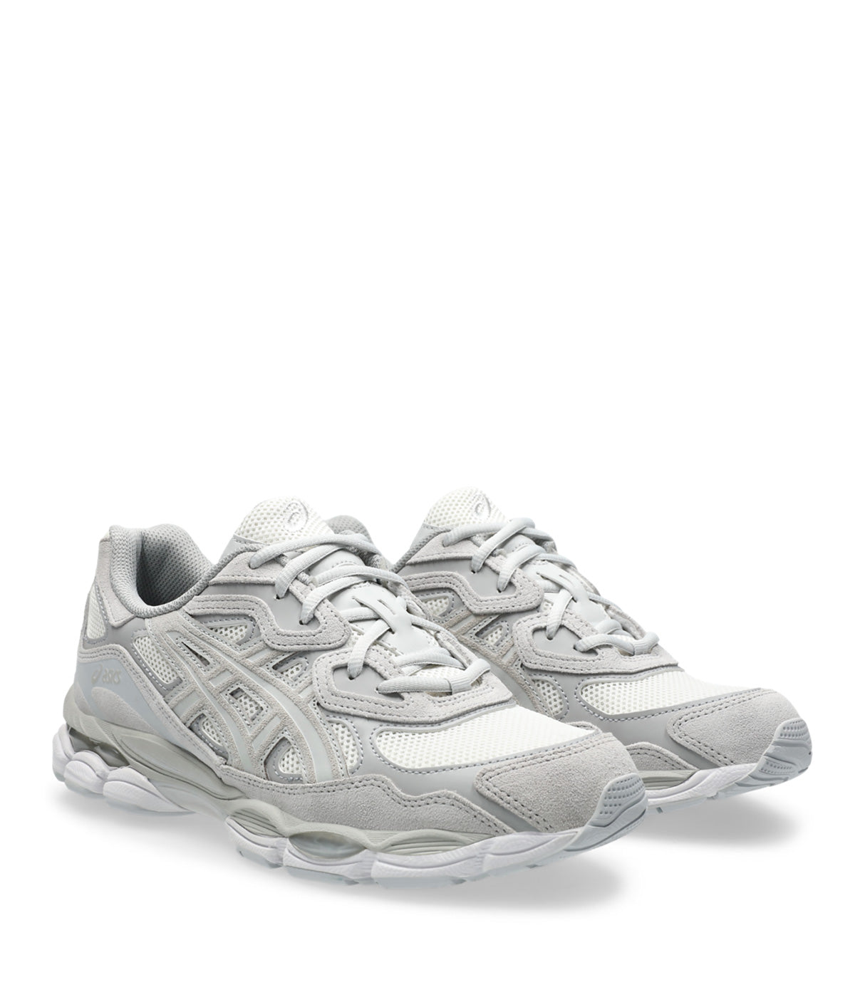 נעלי ספורט גברים בצבע לבן ואפור, עיצוב רשת ועור עם סוליה חזקה