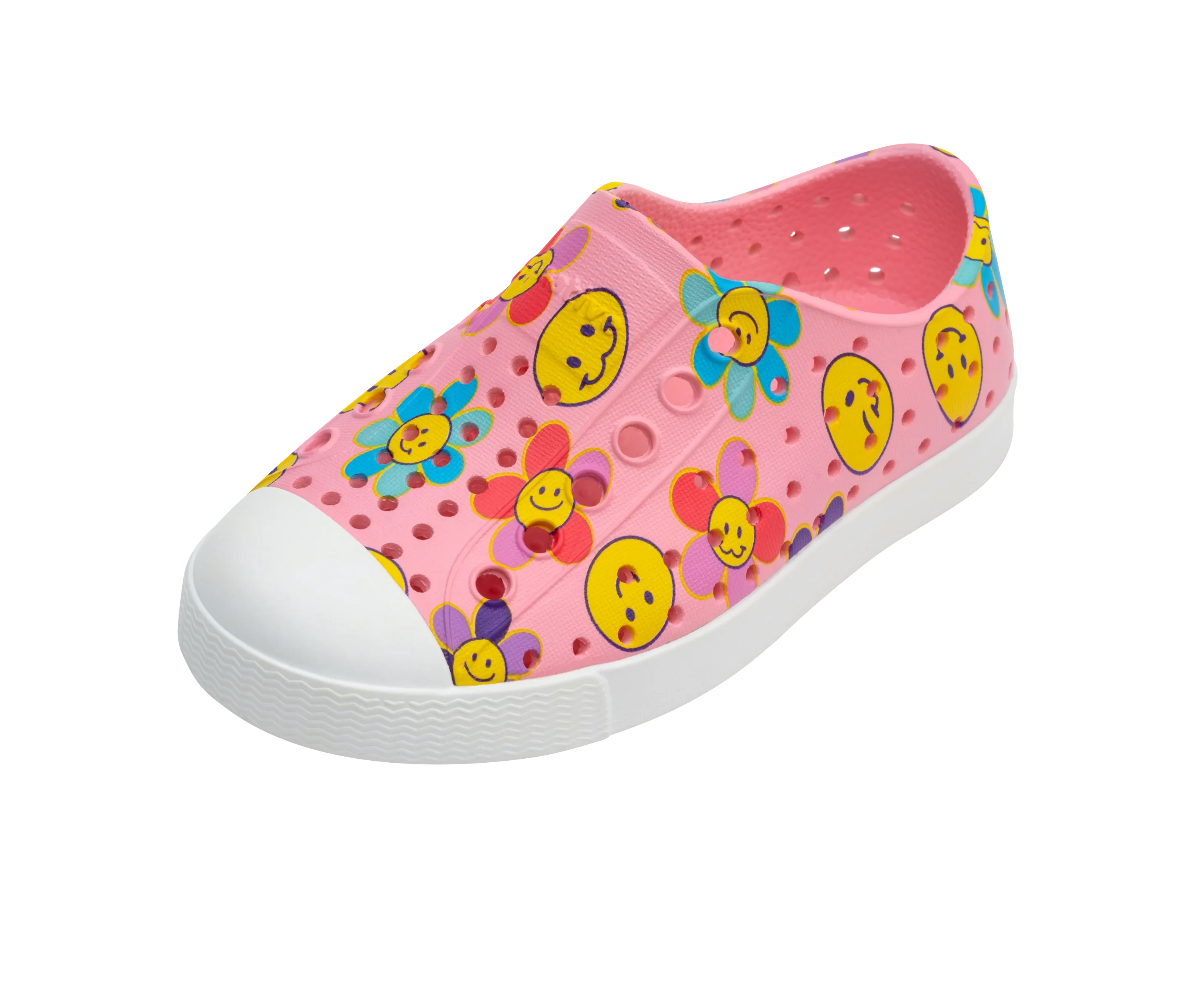 נעל ילדים ורודה מעוטר בסמיילי ופרחים, מותג CHOZEN, יבואן קבוצת אלפא