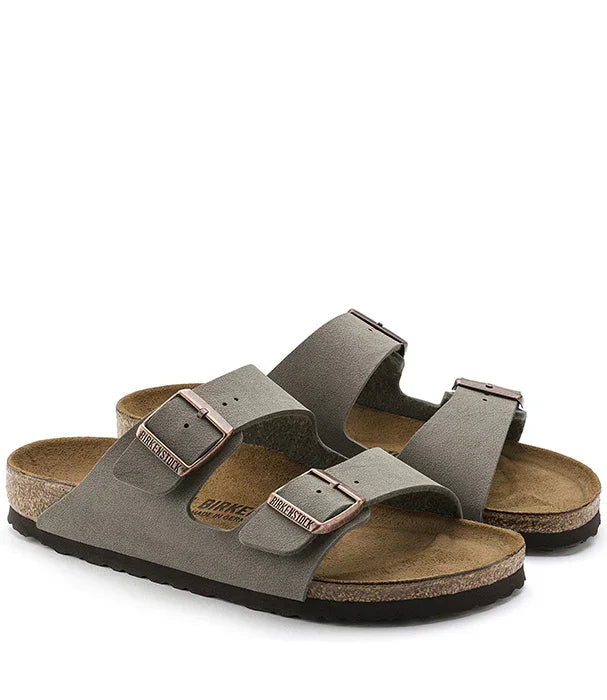 סנדלי בירקנשטוק אפורים עם שתי רצועות ואבזמים, קיץ אופנתי מבית CHOZEN