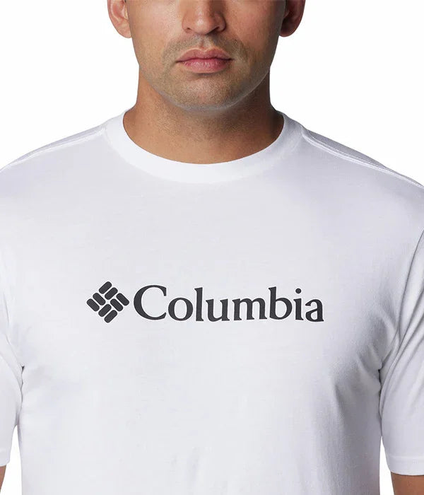 חולצת טי לבנה עם לוגו Columbia לאופנה לגברים, מותג מוביל מחנות CHOZEN