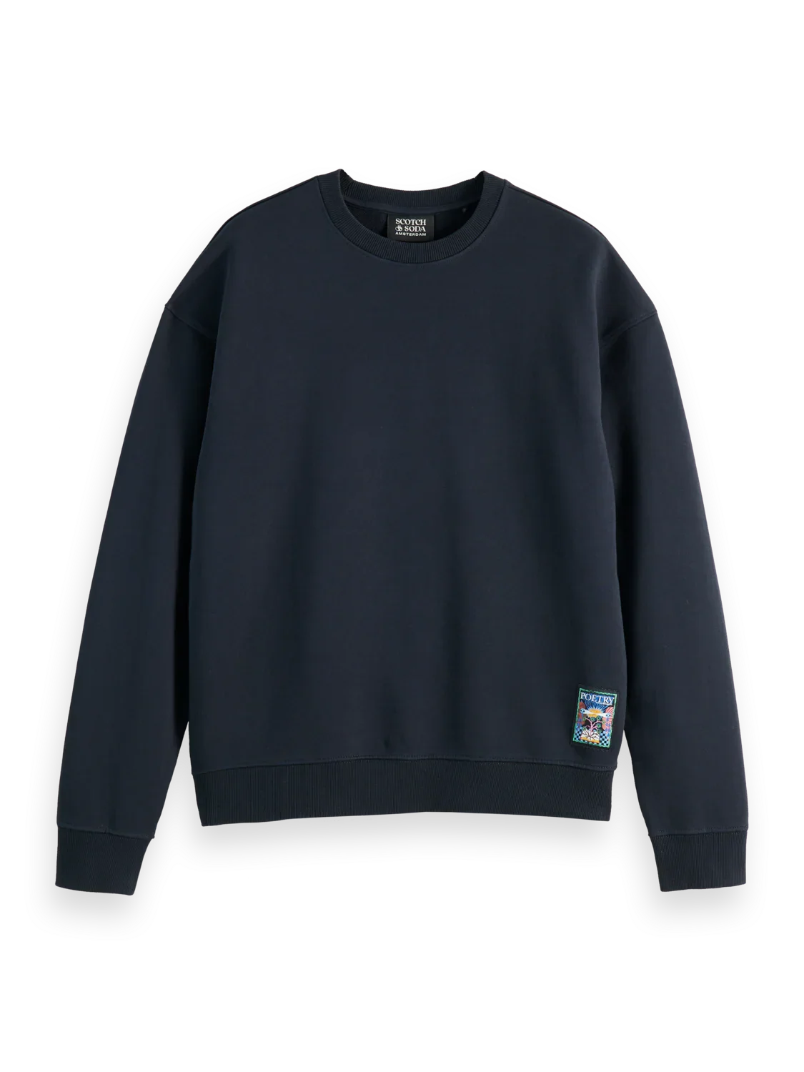 סווטשירט שחור של Scotch & Soda עם תג צבעוני, קולקציית מותגים ב-CHOZEN