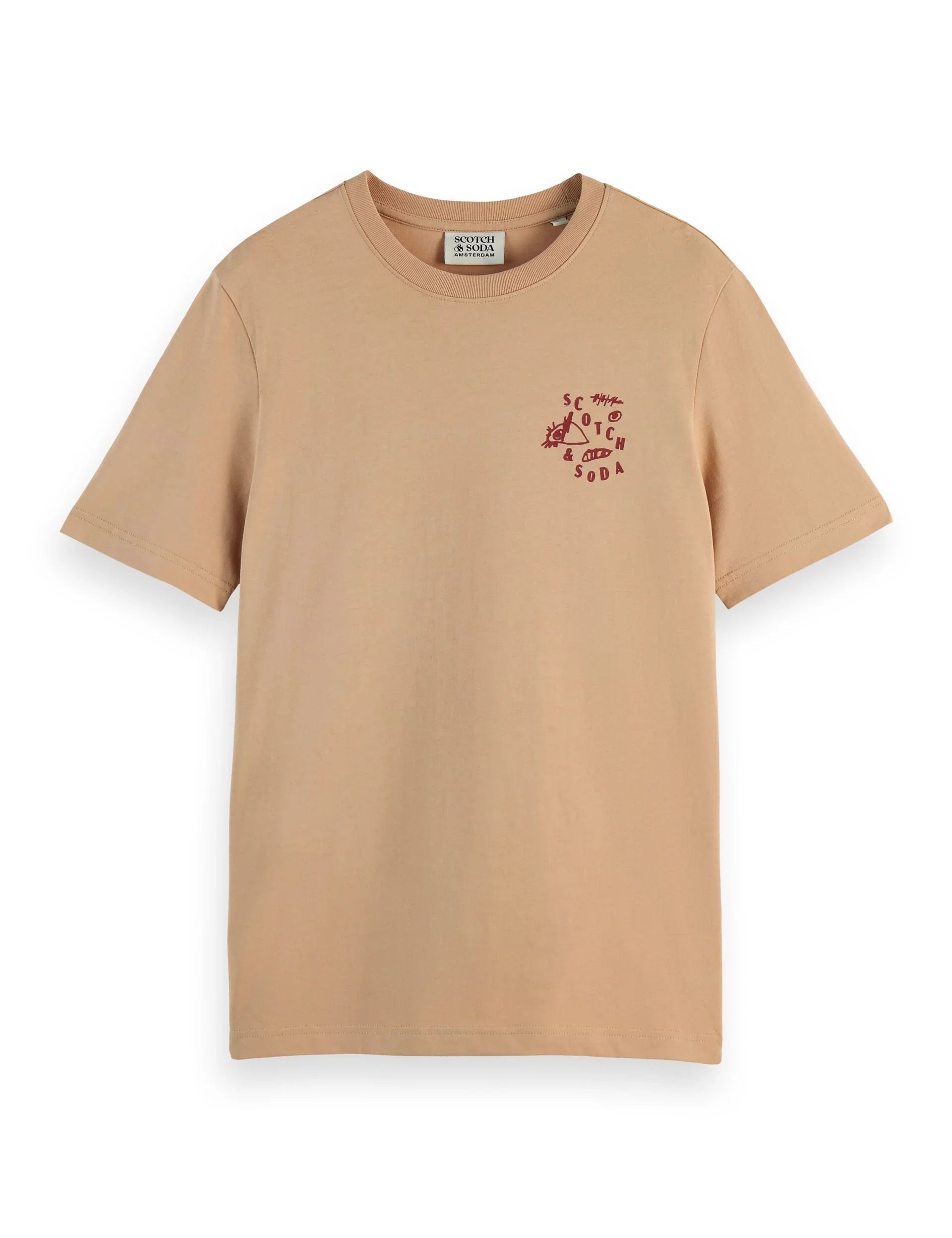 חולצת טי שירט בגוון בז׳ עם לוגו Scotch & Soda, מותגים מובילים CHOZEN