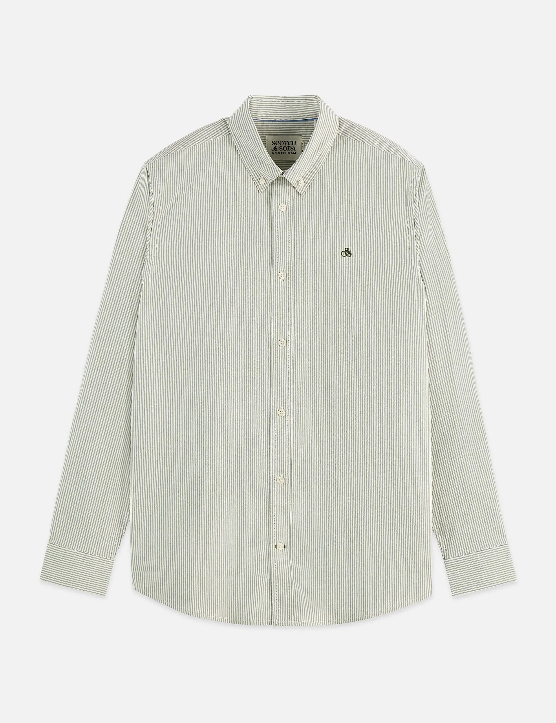 חולצת פסים לבנה עם שרוול ארוך מבית Scotch & Soda, אופנה יוקרתית ב-CHOZEN