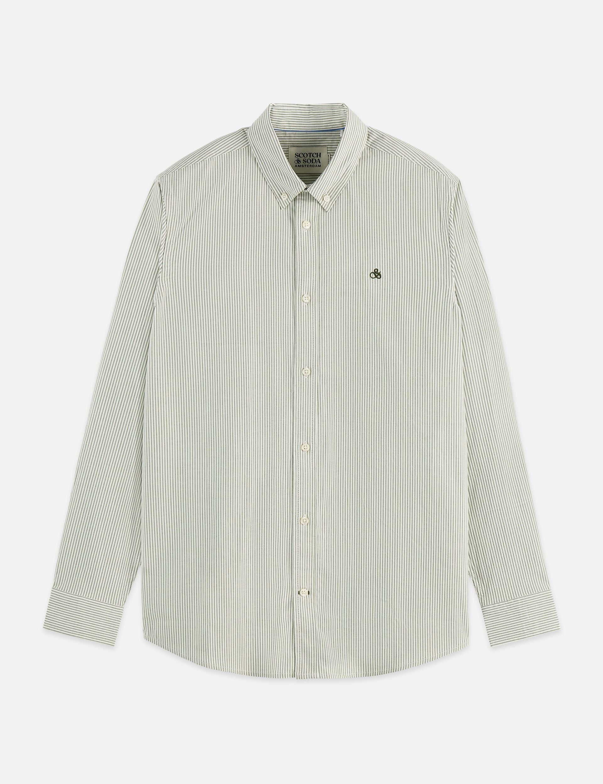 חולצת פסים לבנה עם שרוול ארוך מבית Scotch & Soda, אופנה יוקרתית ב-CHOZEN