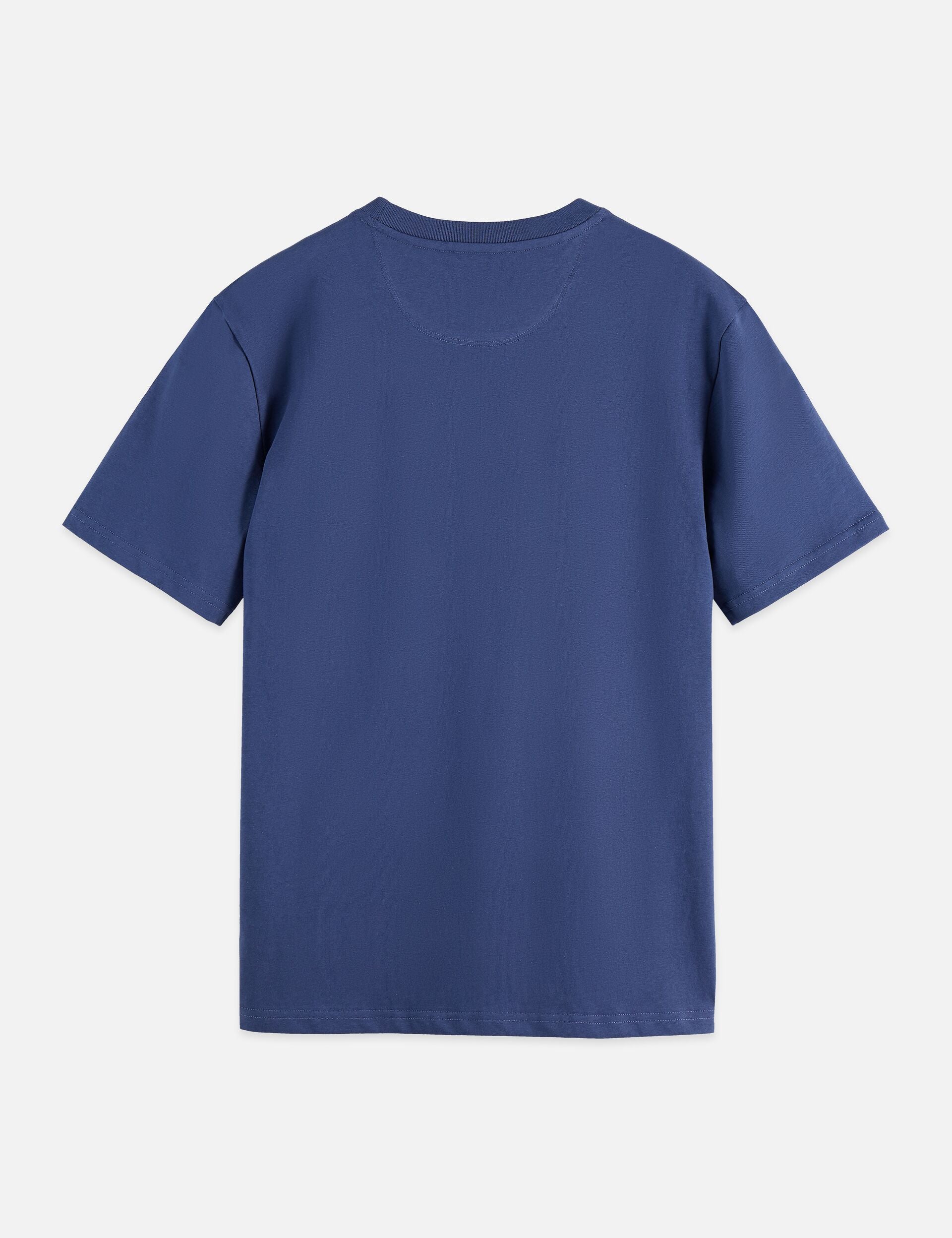 חולצת טי שירט כותנה כחולה, צילום גב, אופנת גברים CHOZEN