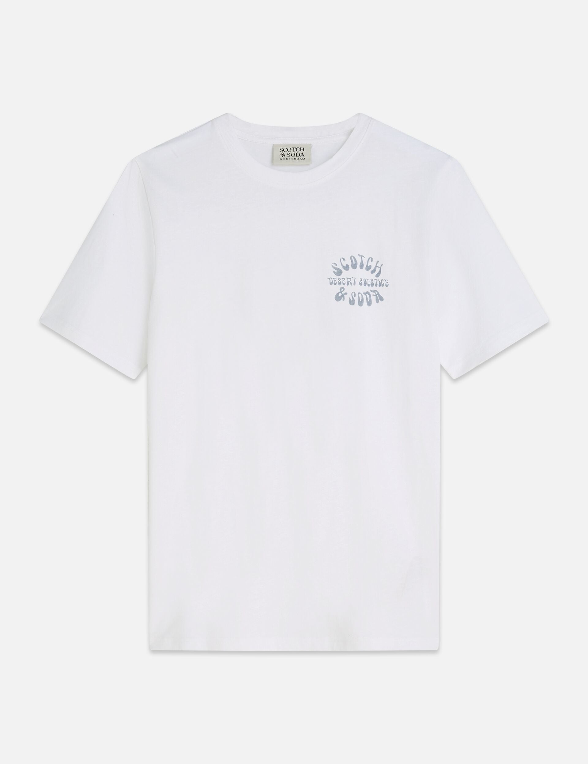 חולצת טי שירט לבנה Scotch & Soda עם הדפס לוגו בחזית, אופנה מבית CHOZEN