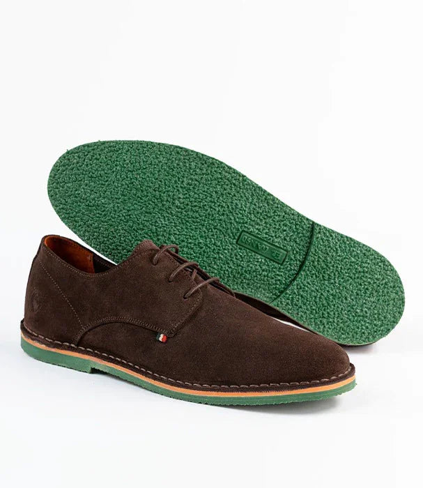 נעלי עור חומות מעוצבות עם סוליה ירוקה, מבית CHOZEN, אופנה איכותית לגברים