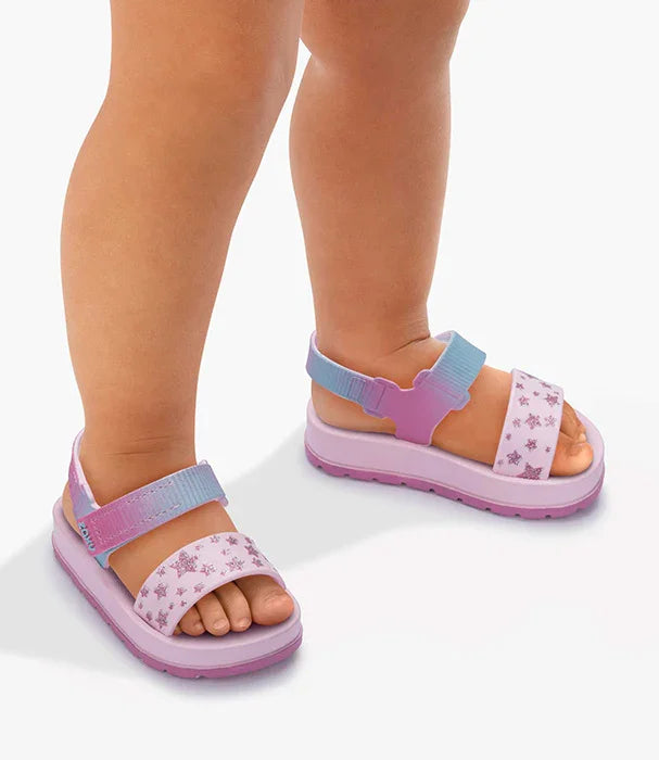 סנדלי ילדים ורודים עם כוכבים, רצועות סגול ותכלת, CHOZEN אופנה קבוצת אלפא